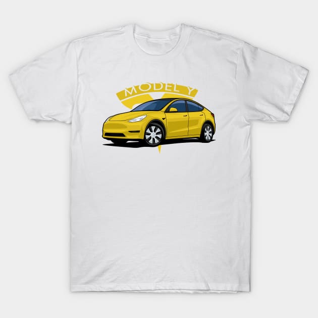 Model Y electric car yellow T-Shirt by creative.z